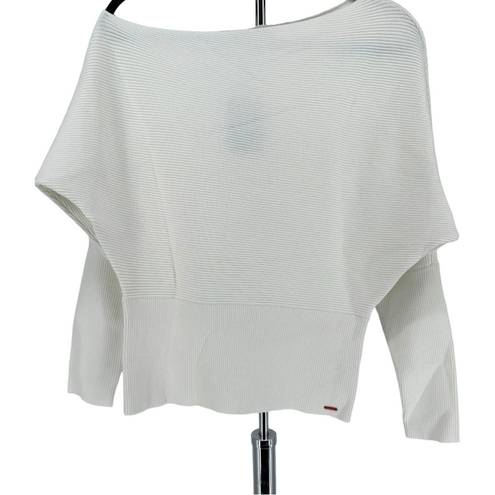 n:philanthropy  White Ribbed Off Shoulder Long Sleeve Sweater NWT size Large