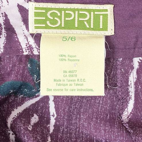 Esprit Vintage 90s Espirt Skater Circle Skirt with Dove Print Plum Rayon Size 5/6 XS