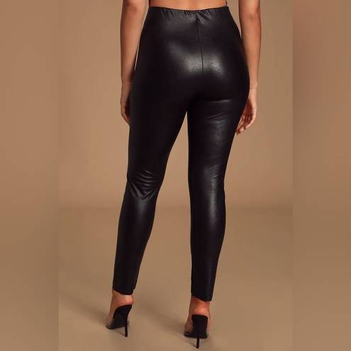 Lulus  Ellianna Black Vegan Leather High-Waisted Leggings in black size Medium