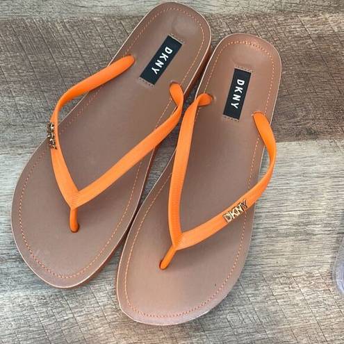 DKNY  Madi Orange Flip Flops Size 8 NWOB