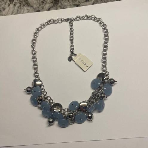 Talbots  Silver Tone / Blue Statement Necklace NWT Adjustable Length