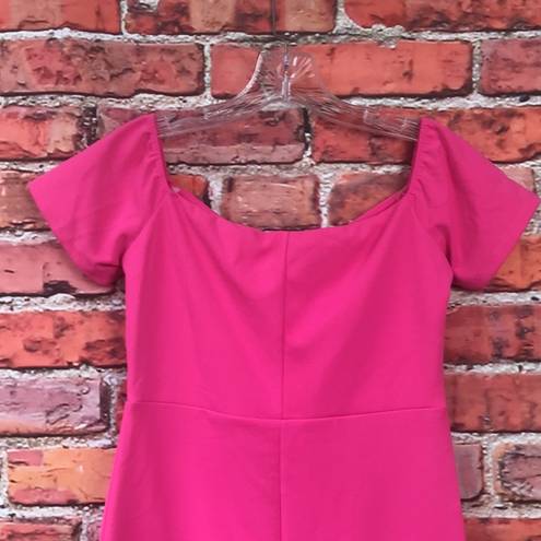 Blvd Hot Pink Off-The-Shoulder  Faux Wrap Mini Dress