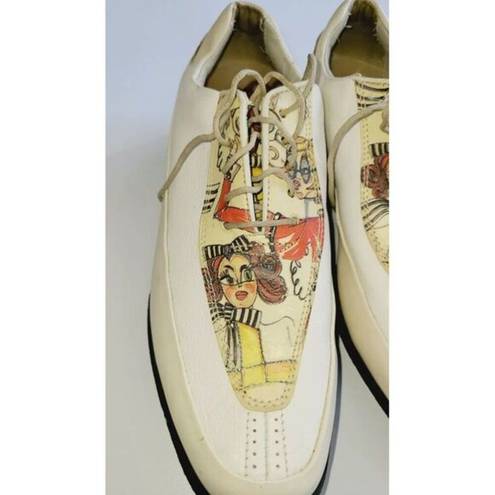 FootJoy Rare Estate  Golf Shoe Women‎ 7.5 White Art2Wear Deco Vintage 40's Motif