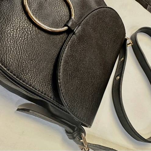 Krass&co G.H Bass & . Black Leather Crossbody Saddle Bag Purse