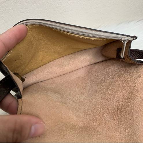 Vera Pelle  Dark Brown Genuine Leather Flap Crossbody Bag