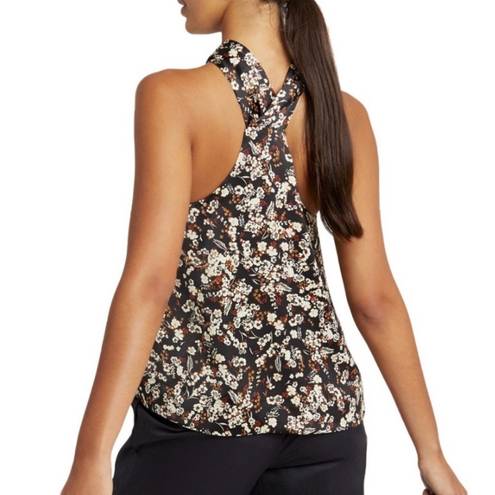 Rebecca Minkoff  Winnie Floral Halter Top Twist Front Flower Tank Top Satin Large