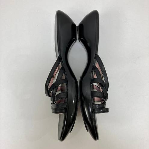 Tommy Hilfiger  leather slide sandals women's 9.5 black straps low platform heel