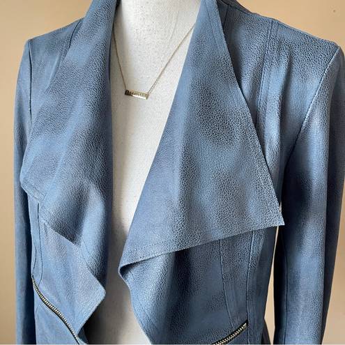 Joseph Ribkoff  | Blue Faux Leather Textured Open Silhouette Jacket Sz 8