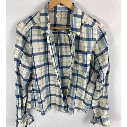 Hollister  Blue White Plaid Flannel Shirt Size Medium