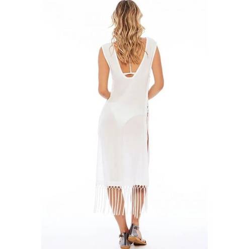 l*space New. L* white fringe lace up cover up. Small. Retails$99