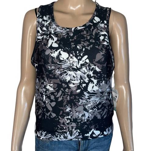 Balance Collection  black floral athletic tank top