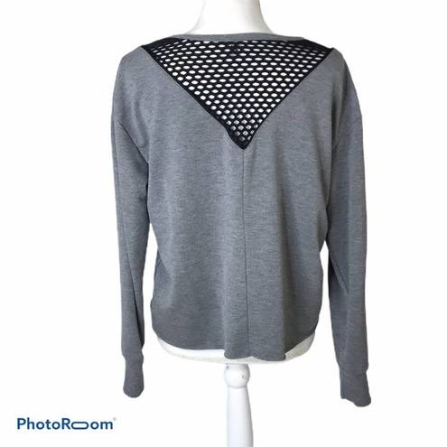 Gottex  fishnet neckline grey pullover sweatshirt