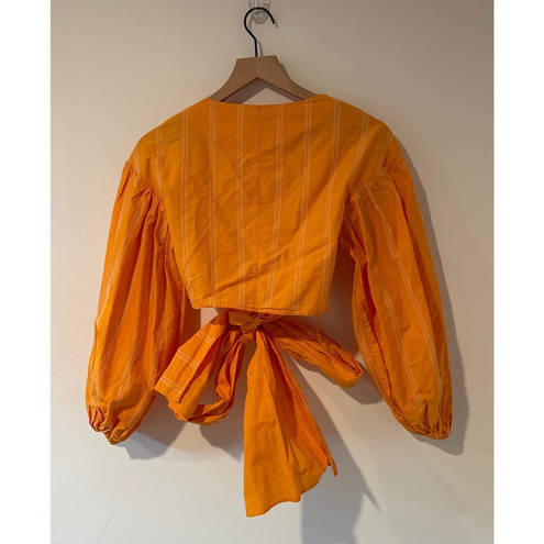 Wyatt ACLER  Puff Sleeve Wrap Blouse Top in Orange. Size 2