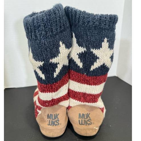 Muk Luks Venessa Stars Stripes Patriot Americana Slippers Shoes Womens Size 7/8