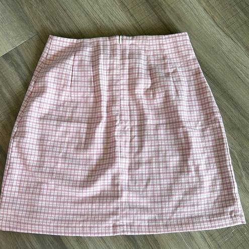 Brandy Melville  Pink Plaid High Waisted Skirt