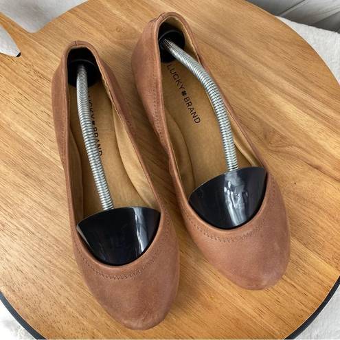 Lucky Brand  Erin Leather Ballet Flats Shoes Tan Brown 7.5