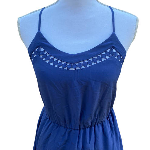 Aryn K  Blue Silk Dress Racerback Fit And Flare Women's Size Extra Small