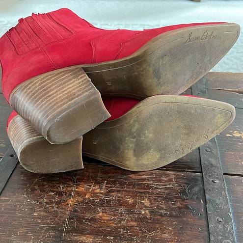 Sam Edelman  Red Nubuck Western Booties Size 10