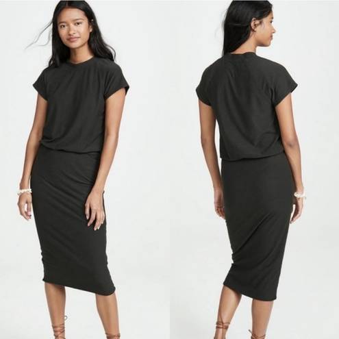 James Perse , New, Black Carbon Blouson Raglan Surf Jersey Midi Dress, XL (4)