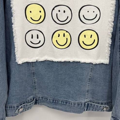 Altar'd State Altar’d State Denim Smiley Face Blue Jean Jacket Happy Face Women’s Size Medium