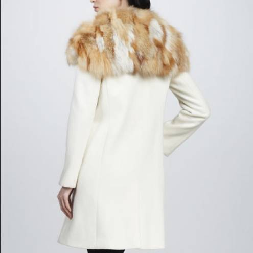 Elizabeth and James  Ivory Fur-Collar Coat