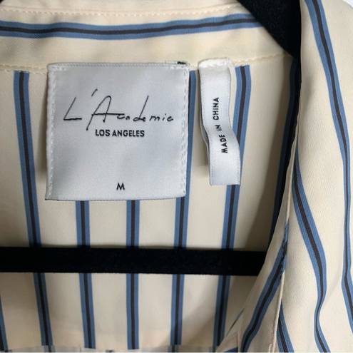 L'Academie L’Academie Revolve striped lace up long sleeves white blouse size medium