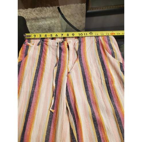 Just living  Multicolor Striped Linen & Cotton Mid Rise Wide Legs Pant Size L