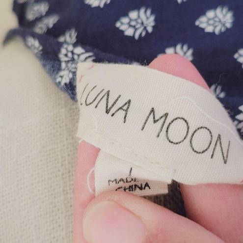 Luna  Moon navy printed blouse size large