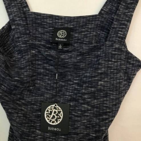 Bobeau NEW NWT  Ribbed Marl Tank Navy Blue White Sleeveless Square Neck Top Small