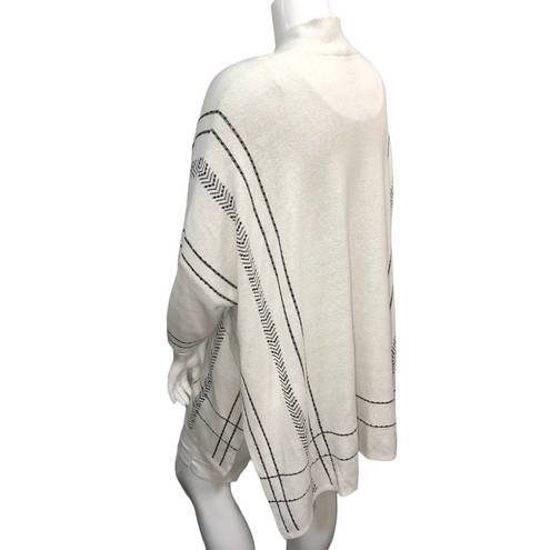 Chico's  Size L XL White Beaded Boho Poncho Oversized Sweater Top Dolman Sleeves