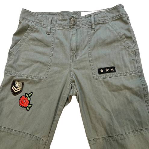 Treasure & Bond  Green Patched Utility Cropped Pants.