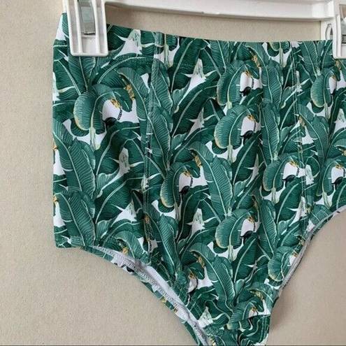 Modcloth NWT Kingdom & State {} Green Palms High Waisted Bikini Bottoms XS