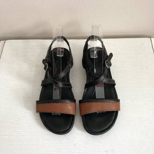 Keen  Womens Criss Cross Leather Sandals Black Brown Size 6 Adjustable Strap