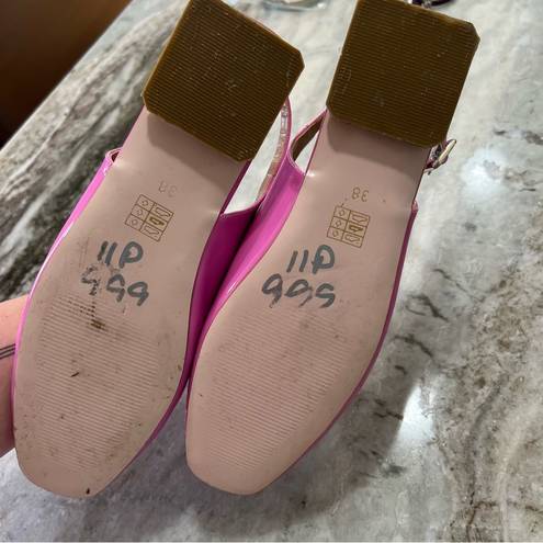 Pink Slingback Flats with Gold Heel Detail Size 7