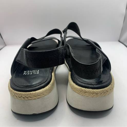 Eileen Fisher  Womens Black 1" Platform Dash Wedge Slip Slingback Sandal 7.5