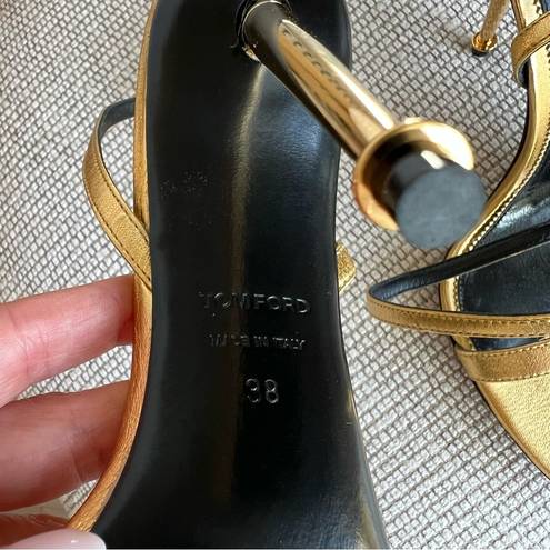 Tom Ford  Padlock 115mm Metallic Sandals in Gold