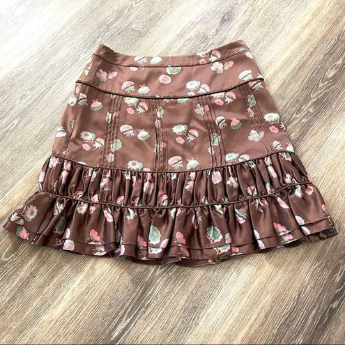 Marc Jacobs  brown silk floral skirt