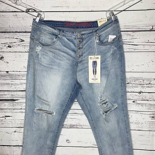 Gogo Jeans  NWT Size 20 Light Blue Wash Distressed High Rise Ankle Denim Jeans