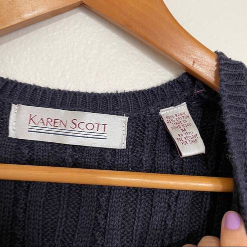 Karen Scott  || Navy Blue Cable Knitted Vest