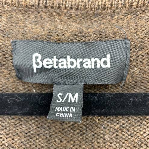 Betabrand  Women's Size S/M Open Front Cardigan Wool Sweater Long Sleeve Brown