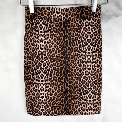 Naked Wardrobe  Leopard Animal Print High Waisted Stretch Bodycon Skirt Mobwife S