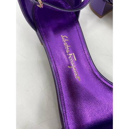 Salvatore Ferragamo  Como Metallic Purple Leather Sandals