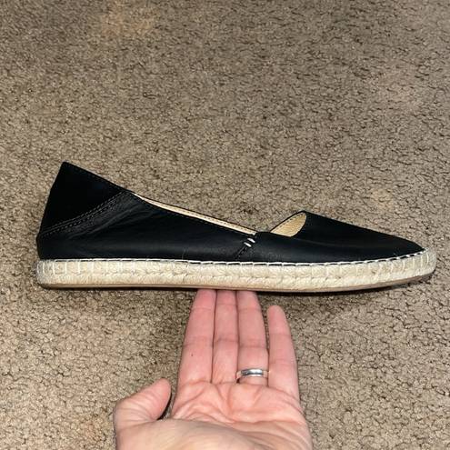 Olukai  Kaula Pa'a 'Ili Leather Slip On Espadrille Flat Black 7.5