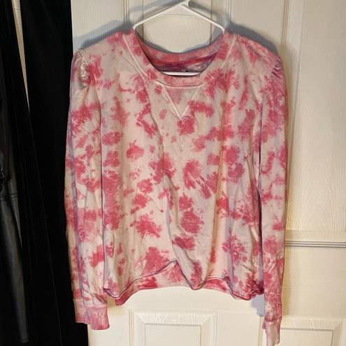 DKNY Jeans Pink and White Water Color Acid Wash 100% Cotton Sweater