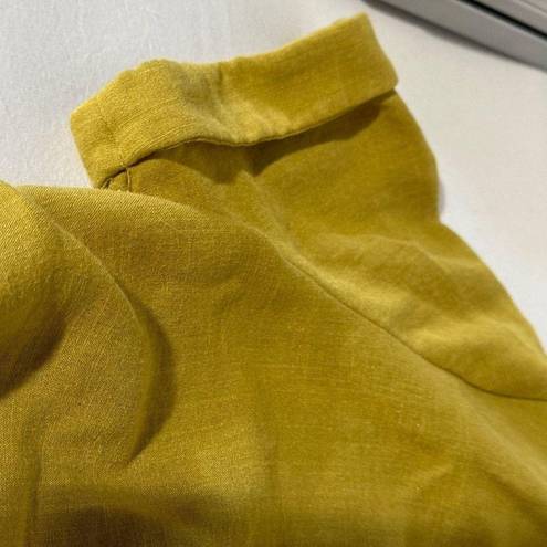 J.O.A. Wrap Front Linen Blend Crop Top Yellow/Green Medium