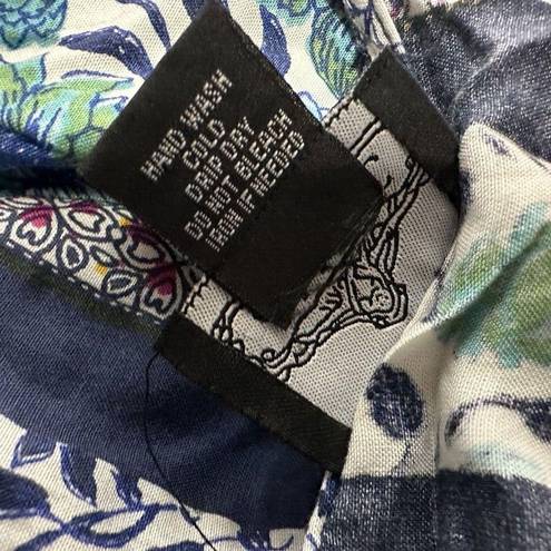 Angie  Kimono Small Blue Floral Boho Ruana Wrap Shawl Women's Size S