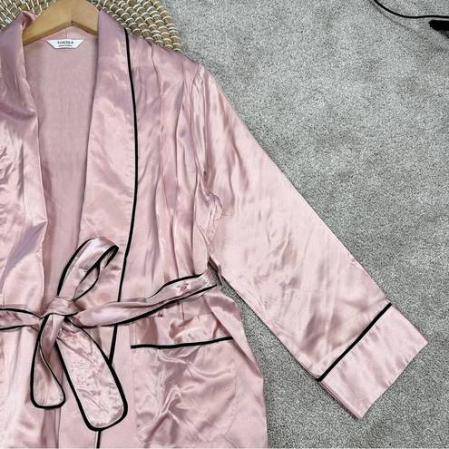 Mulberry THXSILK Women’s 19 Momme Mini Robe 100%  Silk Lotus Pink Size M