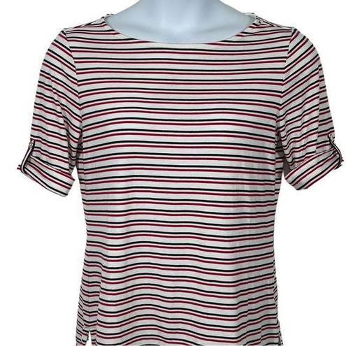 Tommy Hilfiger Tommy Hilfigure Red White and Navy Stripe Blouse Size Medium