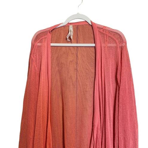 Melissa  Mccarthy Seven7 Plus Size 3X Coral Woven Knit Open Cardigan Duster