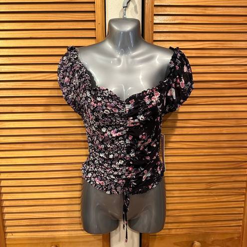 Crave fame  Rouched Juniors Floral Top NWT Small